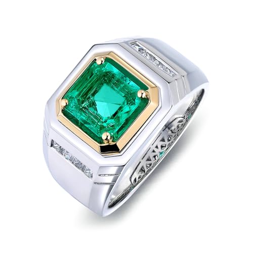 Daesar Ring 750 Weißgold Herren, Verlobungsringe Siegelring mit 2.2ct Smaragd Eheringe Trauringe Nickelfrei Große 52 (16.6) von Daesar