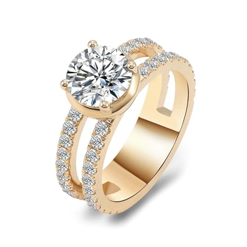 Daesar Ring Damen 14 Karat Gold 585, Eheringe Einzeln Wickelring mit 3ct Moissanit Trauringe Verlobungsringe für Frauen Große 54 (17.2) von Daesar