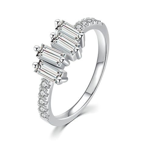 Daesar Ring Damen 14 Karat Weißgold 585, Eheringe Einzeln mit Moissanit Einfach Trauringe Verlobungsringe für Frauen Gr.55 (17.5) von Daesar