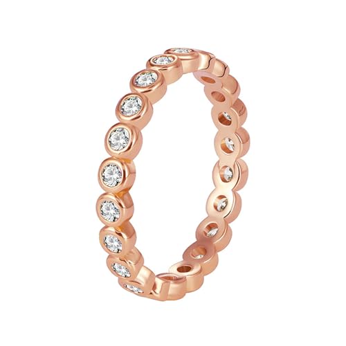 Daesar Ring Damen 18 Karat Rotgold 750, Trauringe Einzeln mit Moissanit Bandring Eheringe Verlobungsringe für Frauen Größe 62 (19.7) von Daesar