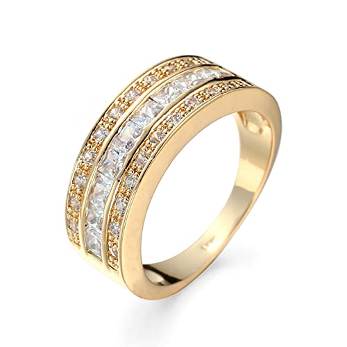 Daesar Ring Damen Personalisiert, Ringe Frauen Vergoldet Breit mit Weiß Zirkonia Bandring Gold Ring Verlobung und Hochzeit Große 57 (18.1) von Daesar