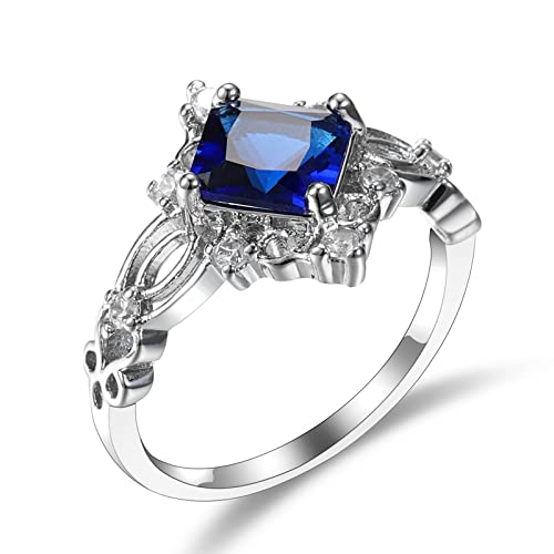 Daesar Ring Damen Versilbert, Ring Personalisiert Blume mit Königsblau Zirkonia Hochzeit Ringe Frauen Silber Große 57 (18.1) von Daesar
