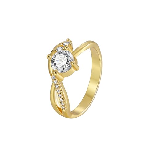 Daesar Ring Gold Damen 585 Echtgold, Hochzeitsringe Infinity mit Moissanit Trauringe Verlobungsringe Frauen Größe 50 (15.9) von Daesar