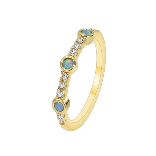 Daesar Ring Gold Damen 585 Echtgold, Hochzeitsringe Schmal mit Opal und Moissanit Trauringe Verlobungsringe Frauen Gr.60 (19.1) von Daesar