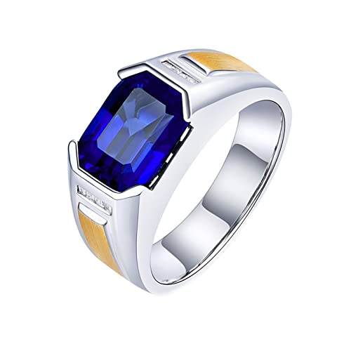 Daesar Ring Herren 750 Weißgold, Hochzeitsringe Breit Siegelringmit Saphir 2.6ct Ehering Nickelfrei mit Diamant Gr.65 (20.7) von Daesar
