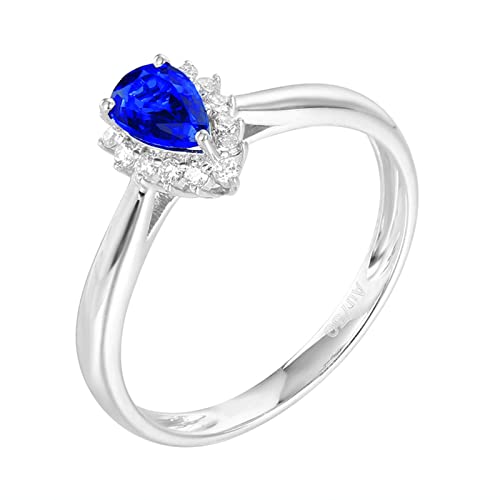 Daesar Ring Weißgold 585 Damen mit Edelstein, Trauringe Tropfen mit 0.6ct Saphir Hochzeitsringe Eheringe Nickelfrei Große 51 (16.2) von Daesar
