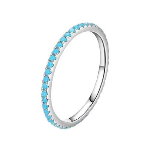 Daesar Ring Weißgold 585 Damen mit Edelstein, Verlobungsring Schmal mit Türkis Bandring Hochzeitsringe Eheringe Nickelfrei Größe 56 (17.8) von Daesar