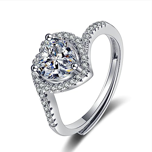 Daesar Ring Weißgold Damen 375 Echtgold, Hochzeitsringe Unendlich Herz mit Erstellten Diamant Trauringe Verlobungsringe Frauen Größe 51 (16.2) von Daesar