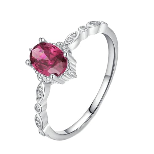 Daesar Ring Weißgold Damen 750 Echtgold, Hochzeitsringe Blätter mit Oval Erstellter Rubin und Moissanit Eheringe Verlobungsringe Frauen Größe 51 (16.2) von Daesar