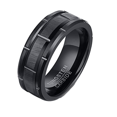 Daesar Ring Wolframcarbid Herren, Schwarz Ringe Personalisiert Matt 8MM Breit Bandring Partnerringe Freundschaftsringe Gr.67 (21.3) von Daesar