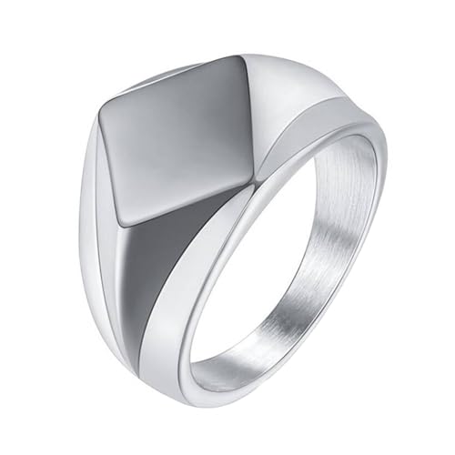 Daesar Ring für Herren Edelstahl, Männer Ringe 18MM Glänzend Siegelring Silber Ring Große 67 (21.3) von Daesar