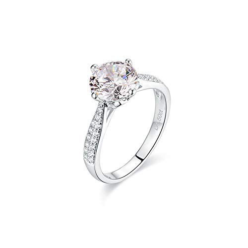 Daesar Ringe 14K Weißgold Damen 4-Steg-Krappenfassung 1.2ct Moissanit Verlobungsringe Weißgold Trauringe mit Diamant Große 58 (18.5) von Daesar