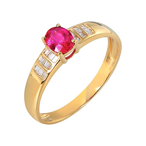 Daesar Ringe 375 Gold Damen, Verlobungsring 4-Steg-Krappenfassung mit 0.35ct Oval Rubin Eheringe Trauringe Nickelfrei Große 58 (18.5) von Daesar