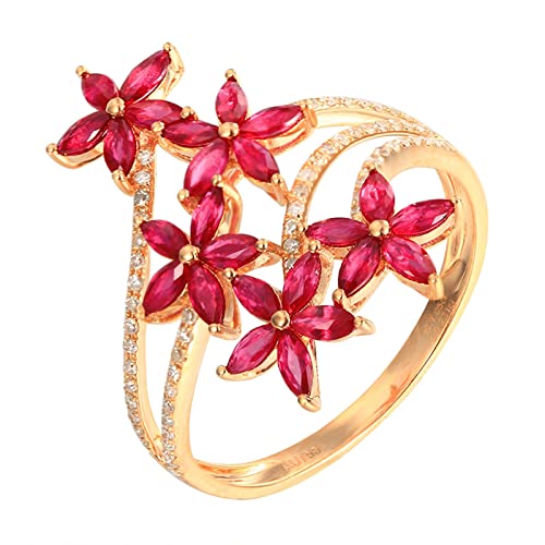 Daesar Ringe 375 Gold Damen, Verlobungsring Blumen mit 1.05ct Rubin Eheringe Trauringe Nickelfrei Gr.59 (18.8) von Daesar
