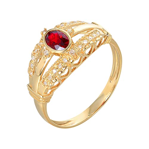 Daesar Ringe 375 Gold Damen, Verlobungsring mit 0.35ct Oval Rubin Eheringe Trauringe Nickelfrei Gr.63 (20.1) von Daesar