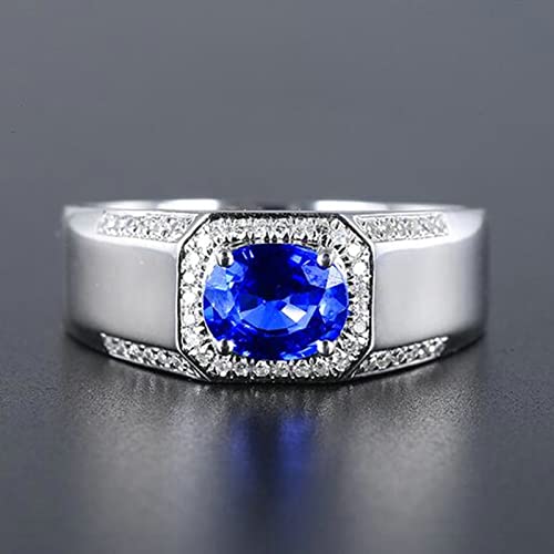 Daesar Ringe 375 Weißgold Herren, Verlobungsring Siegelring mit 1.2ct Oval Saphir Eheringe Trauringe Nickelfrei Gr.67 (21.3) von Daesar
