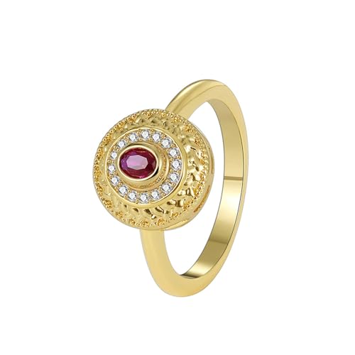 Daesar Ringe 750 Gold Damen, Verlobungsring Halo mit Oval Rubin und Moissanit Eheringe Trauringe Nickelfrei Größe 55 (17.5) von Daesar