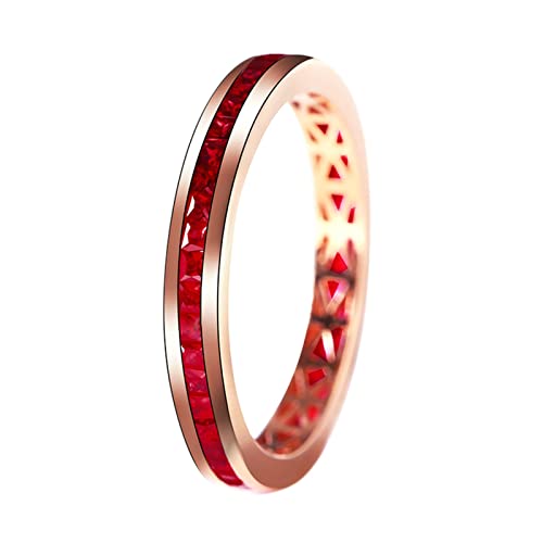 Daesar Ringe Damen 585 Gold, Verlobungsringe Schmal Bandring mit 1.2ct Rubin Trauringe Hochzeit Ringe Frauen Gr.64 (20.4) von Daesar