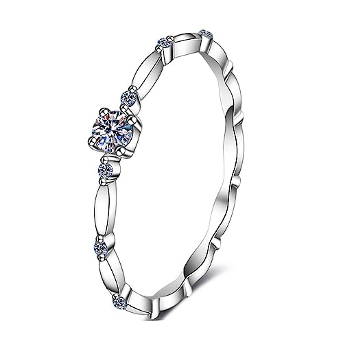 Daesar Ringe Damen Silber 925, Trauringe Schmal mit 0.1ct Moissanit Bandring Ringe Verlobung und Hochzeit für Frauen Silber Gr.54 (17.2) von Daesar