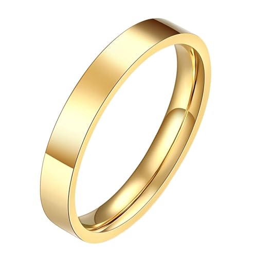 Daesar Ringe Edelstahl Herren, Gold Ring Personalisiert 3MM Glänzend Bandring Ring Gr.49 (15.6) von Daesar