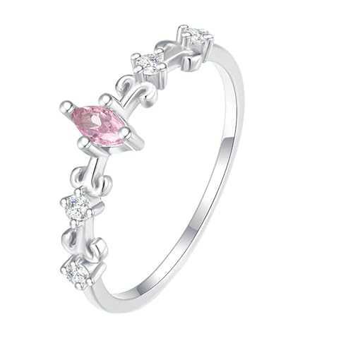 Daesar Ringe Frauen 375 Weißgold, Verlobungsring Damen Filigran mit Rosa Kristall und Moissanit Trauringe Hochzeit Ring Frauen Nickelfrei Gr.58 (18.5) von Daesar