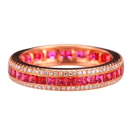 Daesar Ringe Frauen 585 Gold, Trauring Damen Einzeln mit 1ct Rubin Bandring Verlobungsring Hochzeit Ring Frauen Gr.62 (19.7) von Daesar