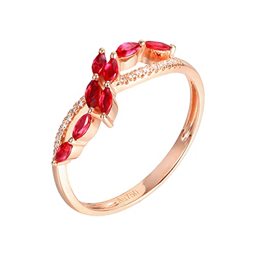 Daesar Ringe Frauen 585 Rotgold, Trauring Damen Einzeln Unendlichkeit mit 0.5ct Marquise Rubin Verlobungsring Hochzeit Ring Frauen Gr.56 (17.8) von Daesar