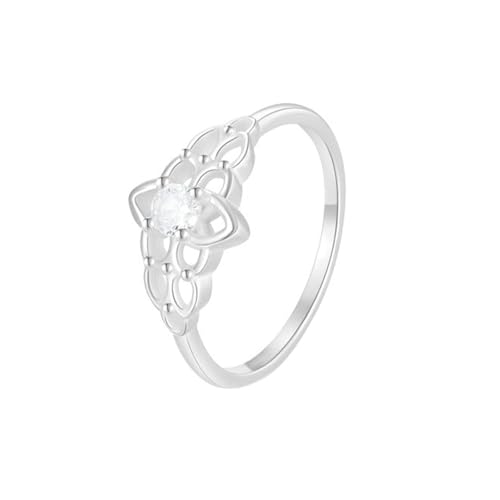 Daesar Ringe Frauen 585 Weißgold, Verlobungsring Damen Blumen mit Moissanit Trauringe Hochzeit Ring Frauen Nickelfrei Größe 60 (19.1) von Daesar