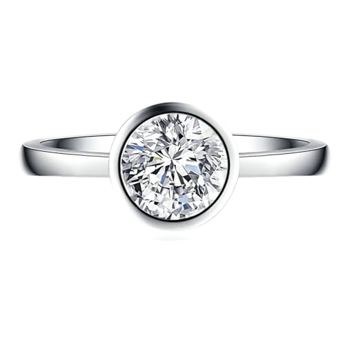Daesar Ringe Frauen 950 Platin, Verlobungsring Damen Solitär mit Moissanit Trauringe Hochzeit Ring Frauen Nickelfrei Große 60 (19.1) von Daesar