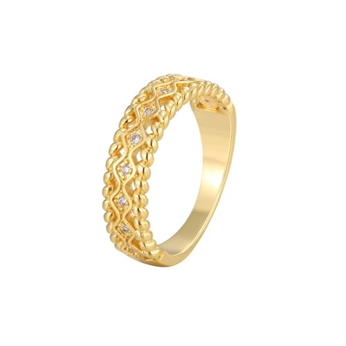 Daesar Ringe Frauen Gold 750, Eheringe Damen Einzeln Filigran mit Moissanit Verlobungsring Hochzeit Ringe Nickelfrei Gr.61 (19.4) von Daesar