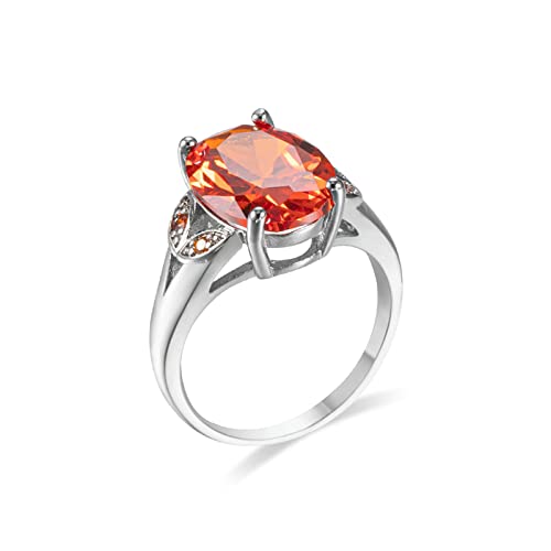 Daesar Ringe Frauen Versilbert, Silber Ring Personalisiert Blätter mit Orange Zirkonia Hochzeit Ringe Damen Modeschmuck Große 52 (16.6) von Daesar