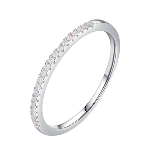 Daesar Ringe Frauen Weißgold 375, Trauringe Damen Einzeln Schmal mit Kristall Bandring Verlobungsring Hochzeit Ringe Nickelfrei Größe 61 (19.4) von Daesar