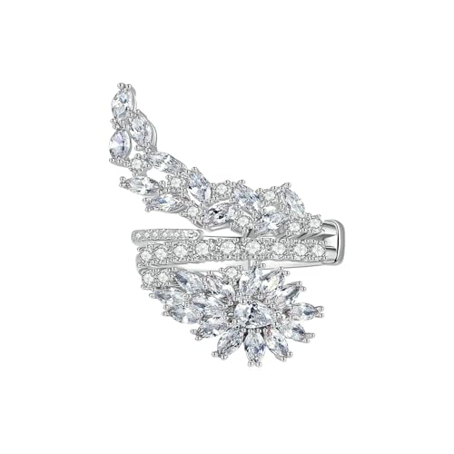 Daesar Ringe Frauen Weißgold 585, Eheringe Damen Einzeln Blume und Zweige mit Moissanit Verlobungsring Hochzeit Ringe Nickelfrei Gr.62 (19.7) von Daesar