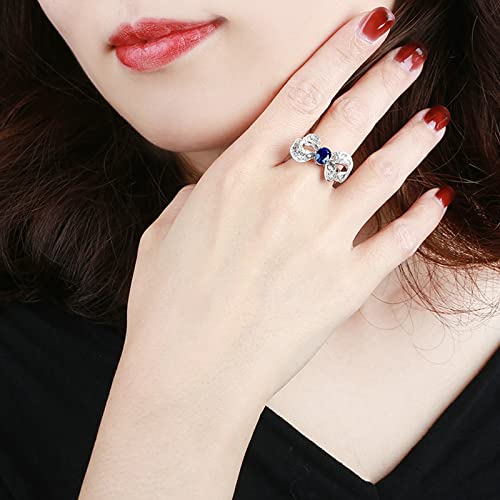 Daesar Ringe Frauen Weißgold 585, Eheringe Damen Einzeln Knot mit 1.78ct Oval Saphir und 0.6ct Weißer Saphir Verlobungsring Jahrestag Hochzeit Ringe Gr.48 (15.3) von Daesar