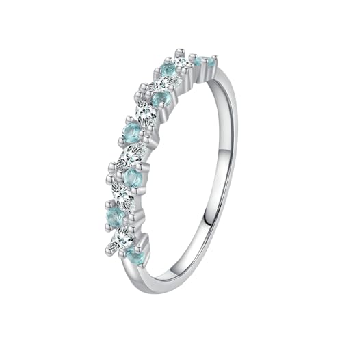 Daesar Ringe Frauen Weißgold 585, Trauringe Damen Einzeln Schmal mit Topas und Moissanit Verlobungsring Hochzeit Ringe Nickelfrei Größe 54 (17.2) von Daesar