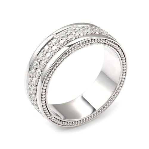 Daesar Ringe Männer Weißgold 375, Trauringe Herren Einzeln Bandring mit Moissanit Verlobungsring Hochzeit Ringe Nickelfrei Große 68 (21.6) von Daesar