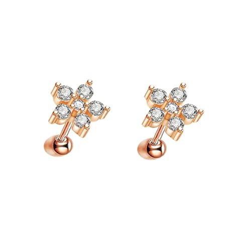 Daesar Rotgold Ohrstecker Damen 585 Echtgold, Ohrringe Blumen mit Moissanit Hochzeit Ohrstecker Nickelfrei von Daesar