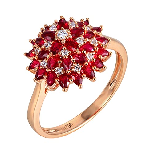 Daesar Rubin Ring Gold Damen 585 Echtgold, Hochzeitsringe Blume mit 1.3ct Rubin Trauringe Verlobungsringe Frauen Große 63 (20.1) von Daesar