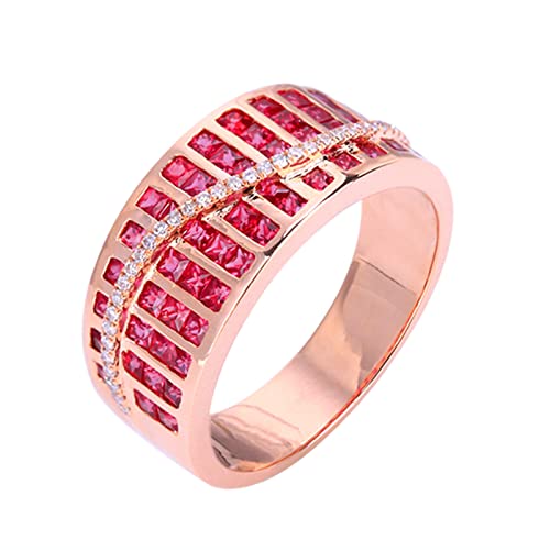 Daesar Rubin Ringe Frauen Gold 375, Eheringe Damen Einzeln Breit Bandring mit 1ct Rubin Verlobungsring Jahrestag Hochzeit Ringe Große 60 (19.1) von Daesar