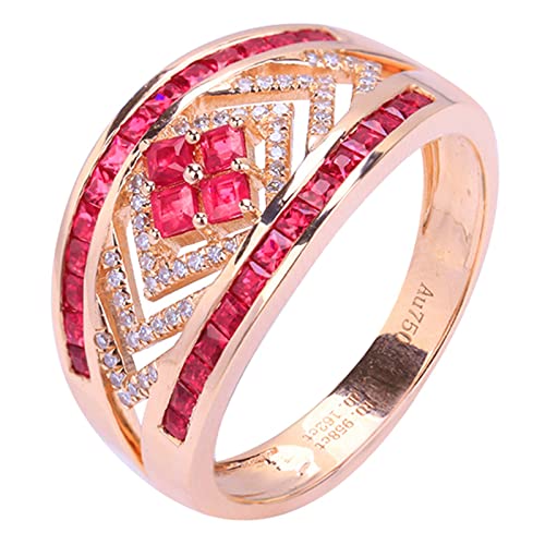 Daesar Rubin Ringe Frauen Gold 375, Eheringe Damen Einzeln mit 0.96ct Rubin Verlobungsring Jahrestag Hochzeit Ringe Gr.61 (19.4) von Daesar
