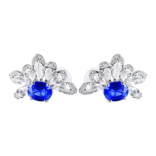 Daesar Saphir Ohrringe Weißgold 750 Echtgold, Ohrstecker Damen Blume mit 1.03ct Blauer Saphir und 0.95ct Weißer Saphir Ohrringe Hochzeit Braut Allergiefrei von Daesar