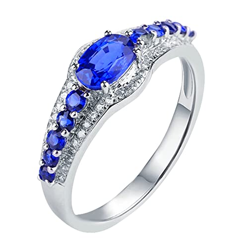 Daesar Saphir Ring Damen 14 Karat Weißgold 585, Trauringe Einzeln Saphir 1ct Eheringe Verlobungsringe für Frauen Große 59 (18.8) von Daesar