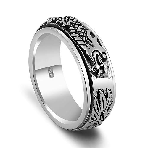 Daesar Silber 925 Ring Männer Drehbar Chinesischer Drache Partnerringe Herren-Ring Silber Größe 66 (21.0) von Daesar