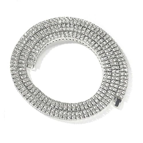 Daesar Silber Kette 50CM ohne Anhänger, Tennis Kette 8MM mit Zirkonia Edelstahl Halskette Herren Hip Hop Personalisiert von Daesar