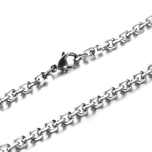 Daesar Silber Kette Herren 55CM Edelstahl, 1MM Ankerkette Hip Hop Halskette ohne Anhänger für Männer Jungen von Daesar