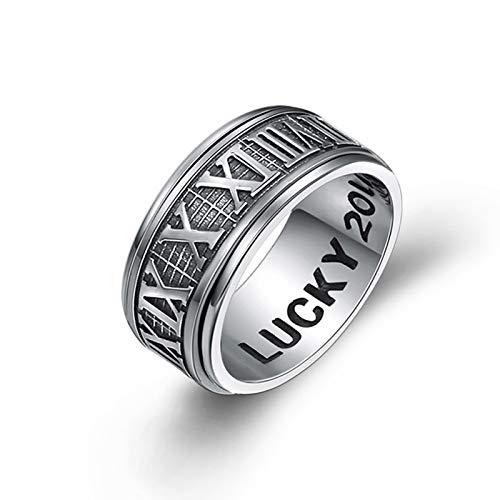 Daesar Sterling Silber Ring Herren Drehbar Römische Zahlen Partnerring Freundschaftsringe Biker Gr.54 (17.2) von Daesar