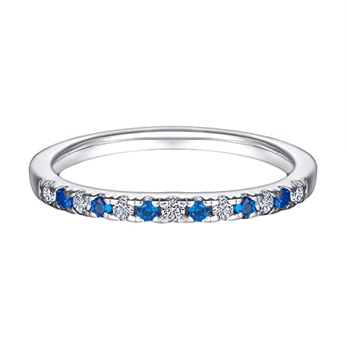 Daesar Sterling Silber Ringe Damen, Schmal Ring mit Blau Weiß Zirkonia Eheringe Verlobungsringe Frauen Ring Personalisiert Silber Gr.49 (15.6) von Daesar