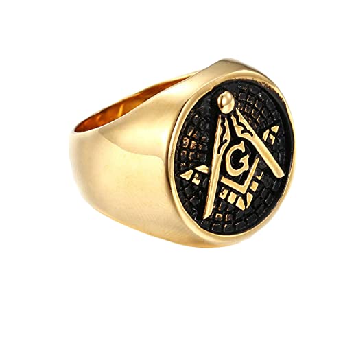 Daesar Titan Ringe Männer, Herren Ringe Freimaurer Masonic G Gold Ring Gothic Personalisiert Große 60 (19.1) von Daesar