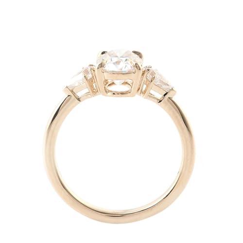 Daesar Trauring 375 Gold Damen Einzeln, Hochzeit Ringe 3 Steine mit Oval Moissanit 3ct Verlobungsringe Frauen Ringe Nickelfrei Große 50 (15.9) von Daesar