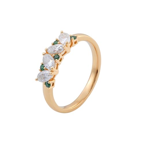 Daesar Trauring 585 Gold Damen Einzeln, Hochzeit Ringe mit Marquiseschliff Moissanit Bandring Verlobungsringe Frauen Ringe Nickelfrei Große 62 (19.7) von Daesar